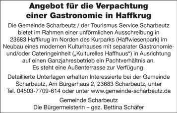 Verpachtung Gastronomie Haffkrug