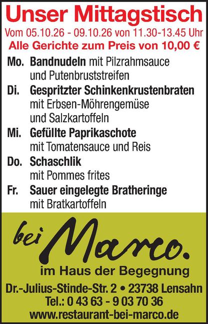 Mittagstisch 03.10.2026