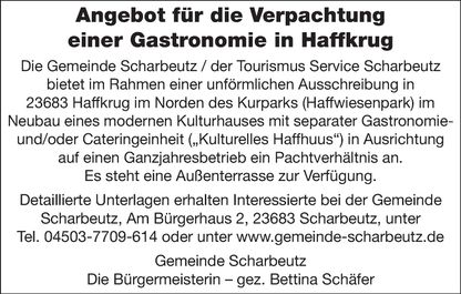 Verpachtung Gastronomie Haffkrug