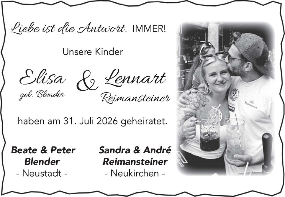 Hochzeit Blender u. Reimansteiner