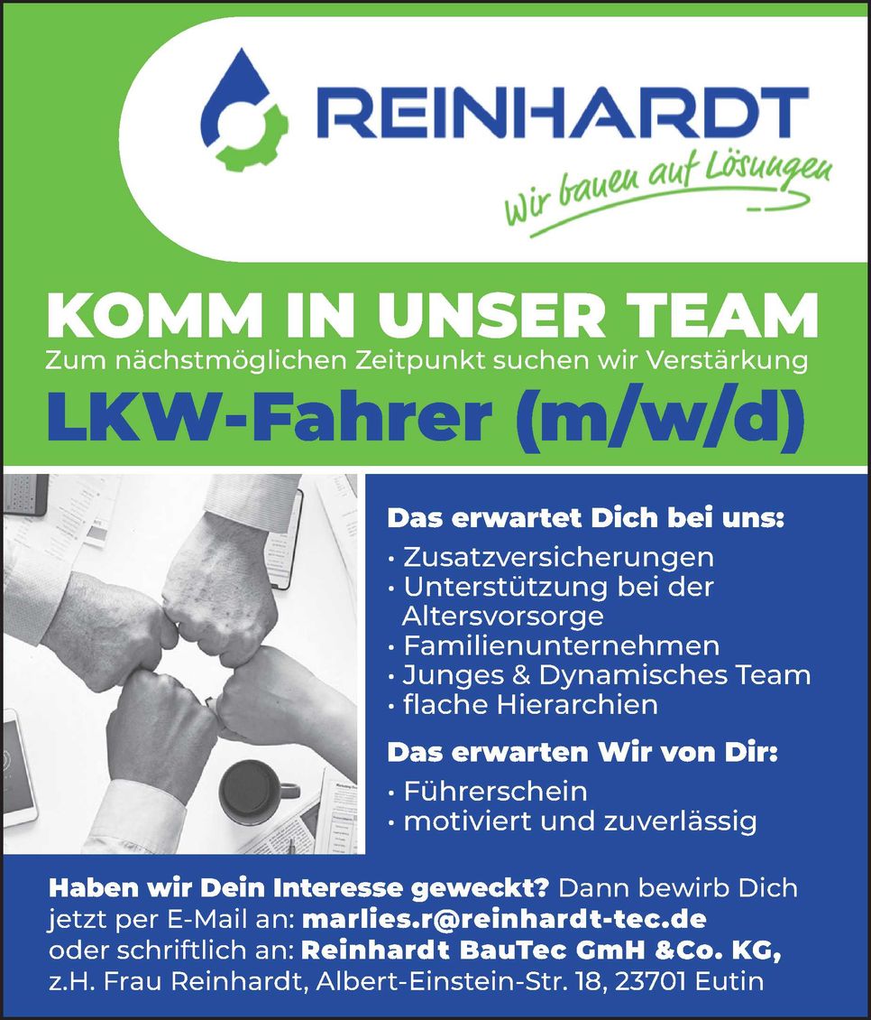 Stellenanzeige LKW Fahrer 