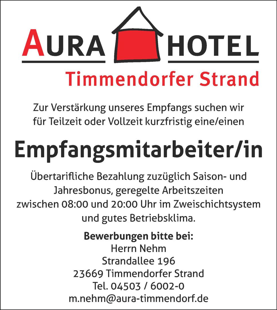 Empfangsmitarbeiter/in gesucht