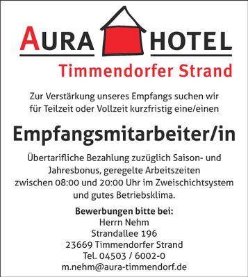 Empfangsmitarbeiter/in gesucht