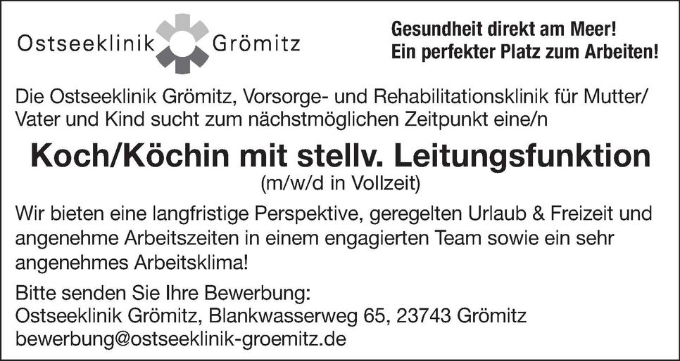 Koch/Köchin Stellenanzeige 