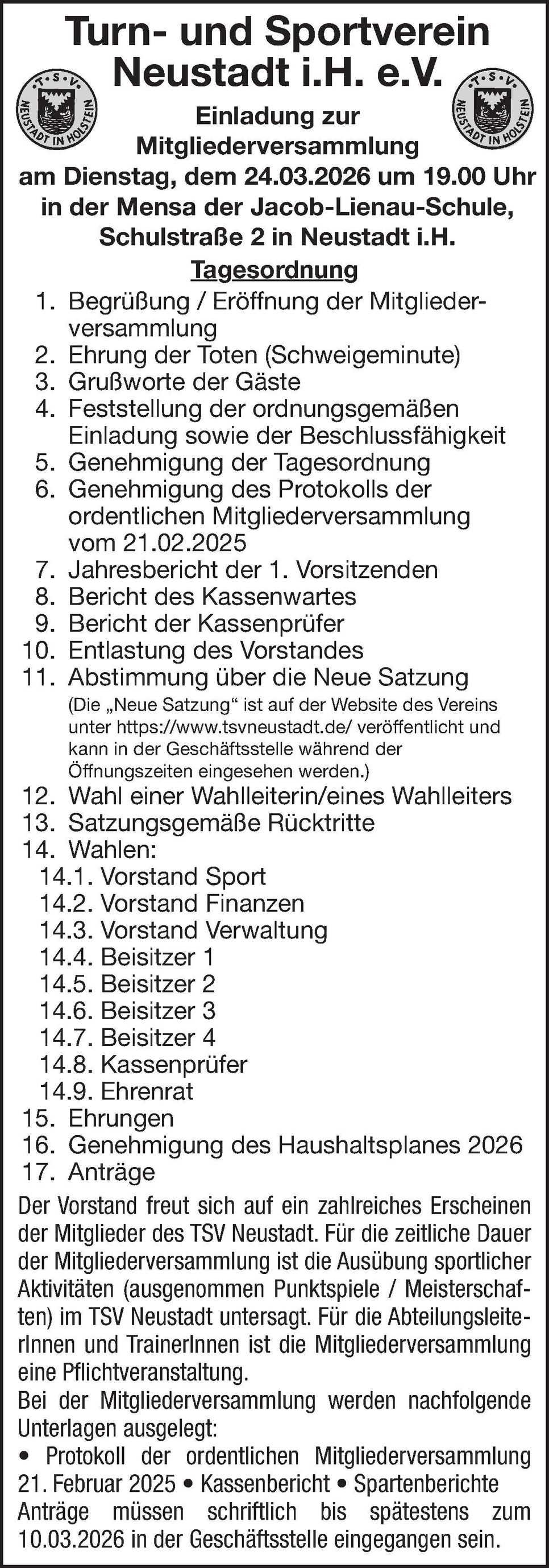 Mitgliederversammlung