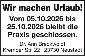 Praxisurlaub