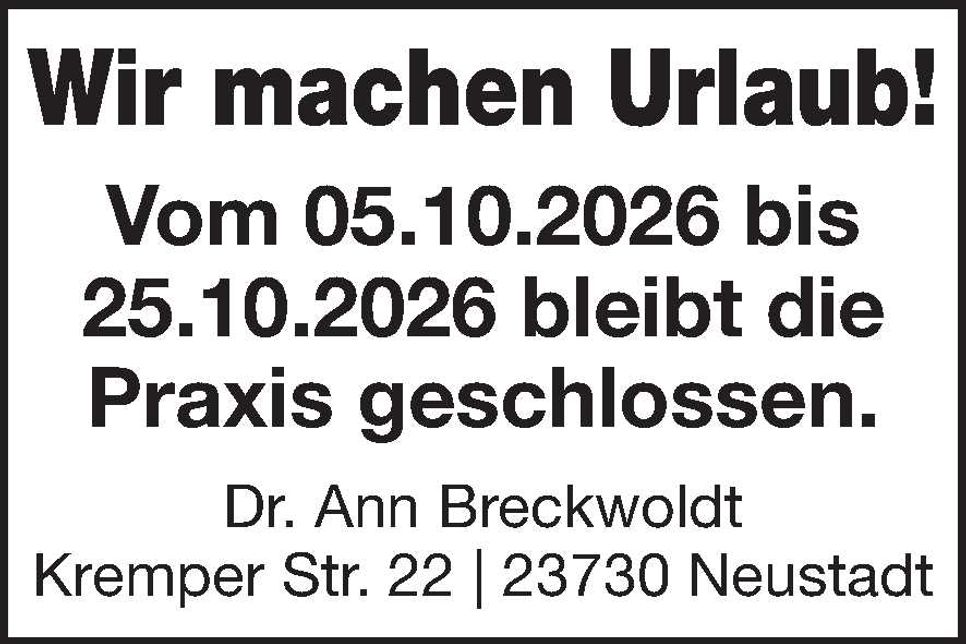 Praxisurlaub