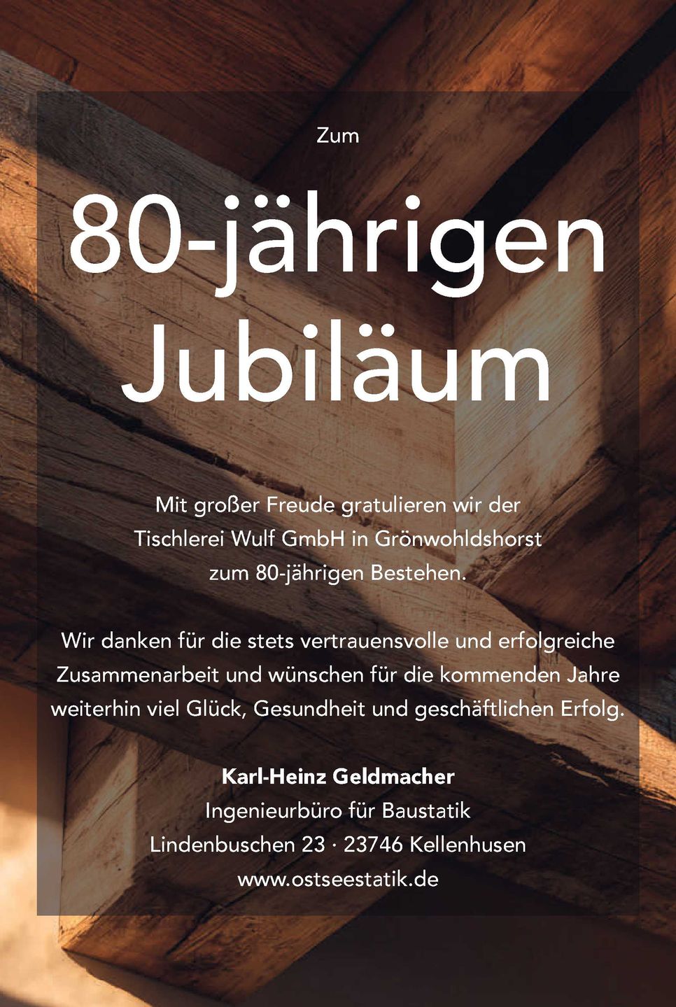 80 Jahre Tischlerei Wulf
