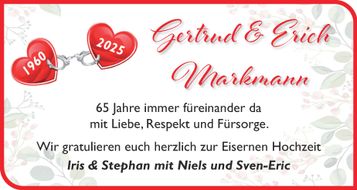 Eiserne Hochzeit Markmann