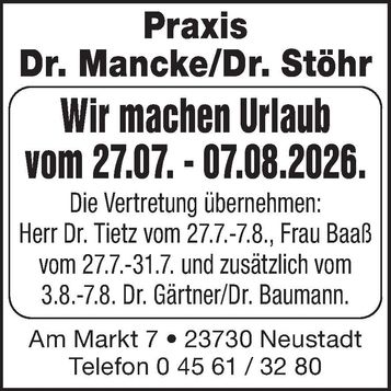 Praxisurlaub