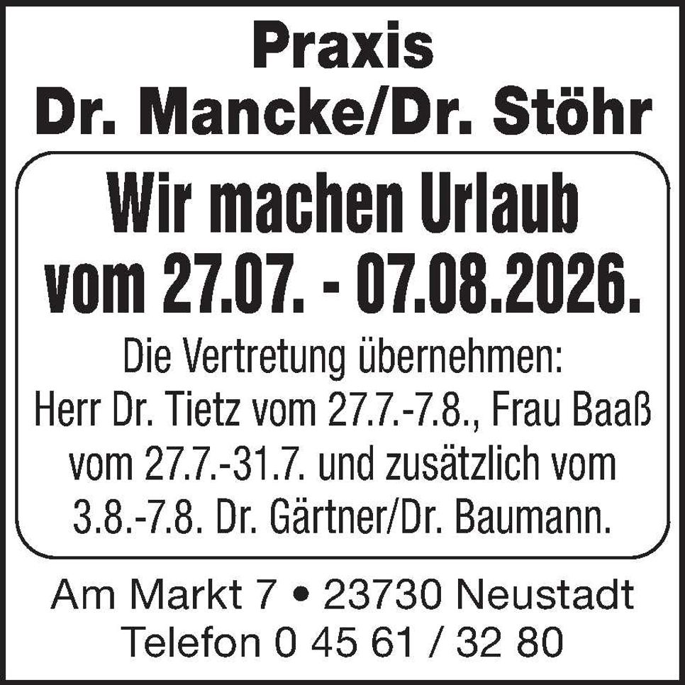 Praxisurlaub