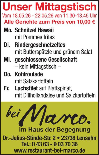 Mittagstisch 16.05.2026