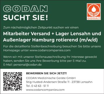 Stellenanzeige Versand und Lager Mittwoc