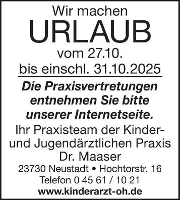 Praxisurlaub