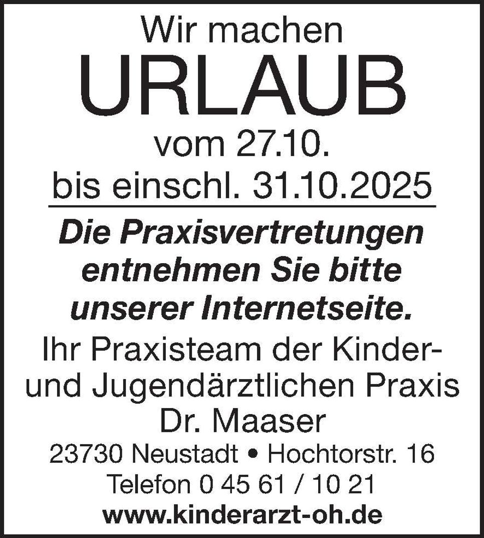 Praxisurlaub