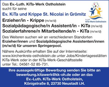 Stellenanzeige KiTa-Werk Ostholstein