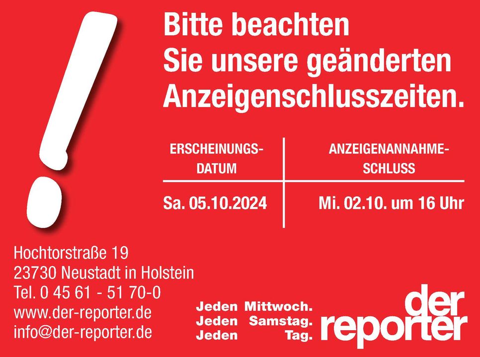 Annahmeschluß 31. Oktober