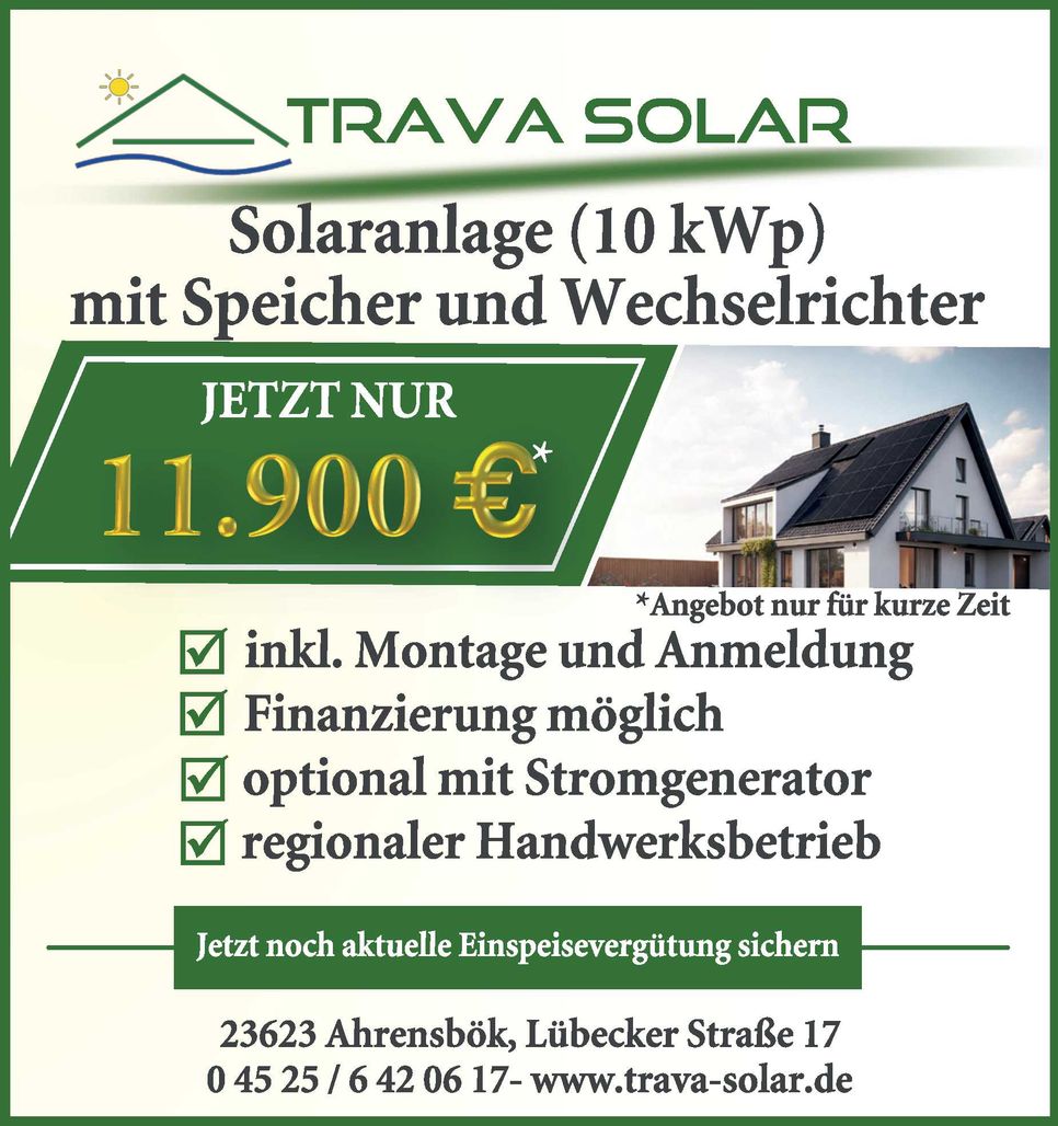 Solaranlage nur 11.900,- €