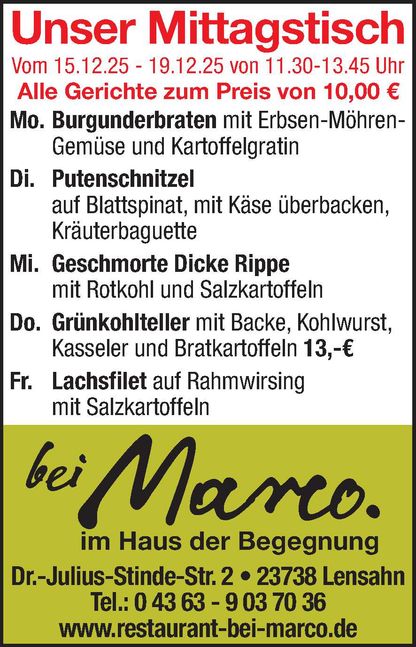 Mittagstisch 13.12.2025
