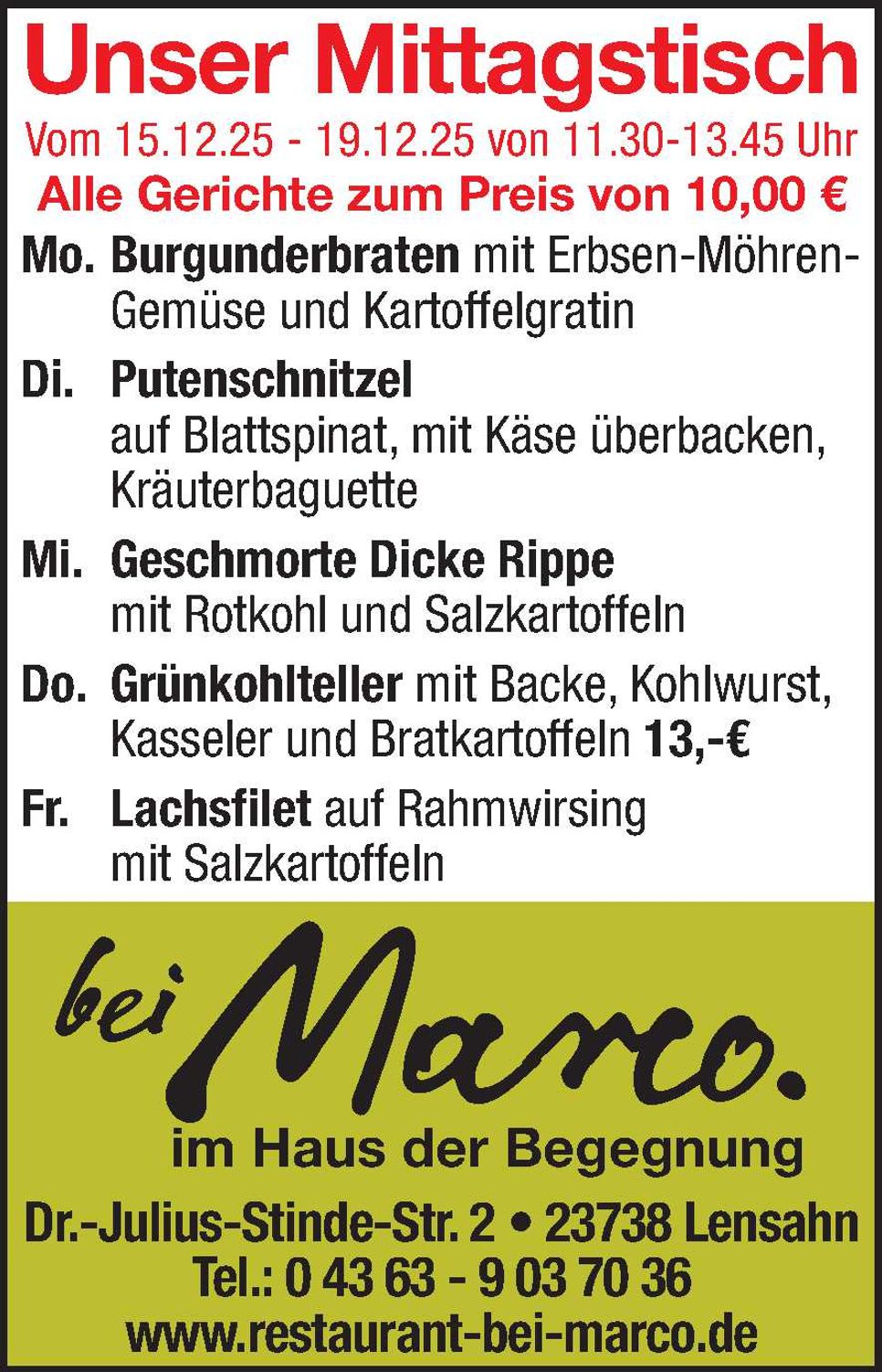 Mittagstisch 13.12.2025