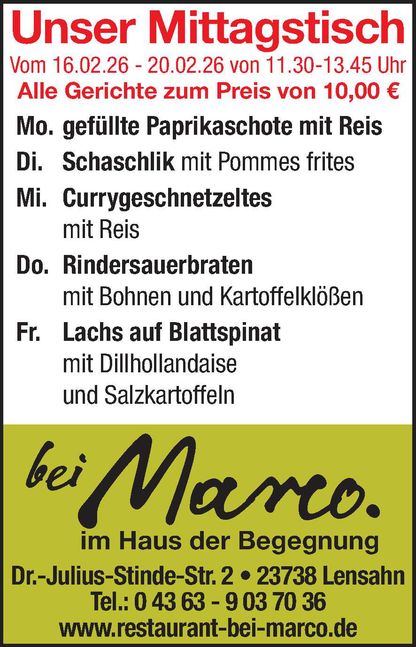 Mittagstisch 14.02.2026