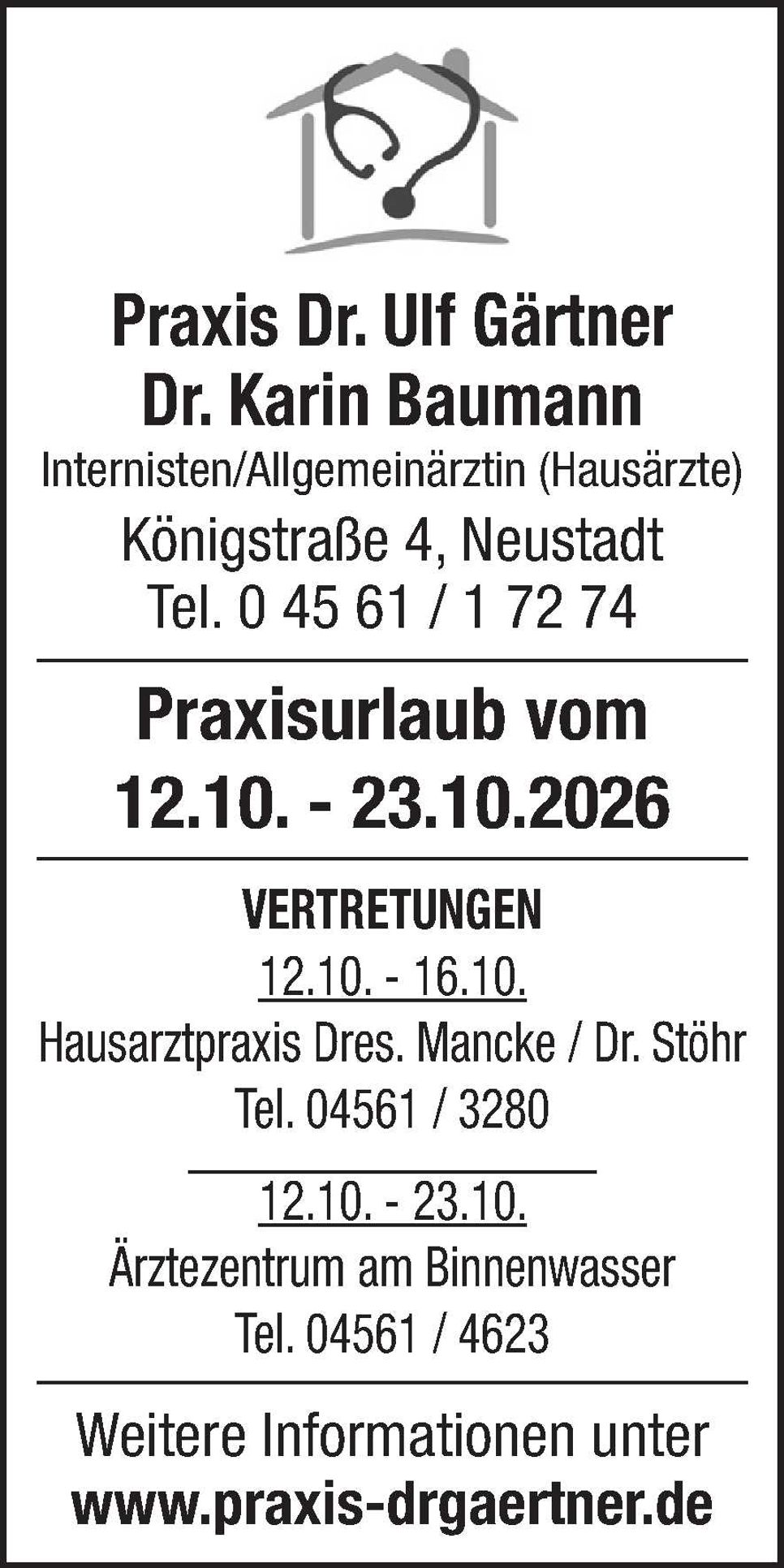 Praxisurlaub