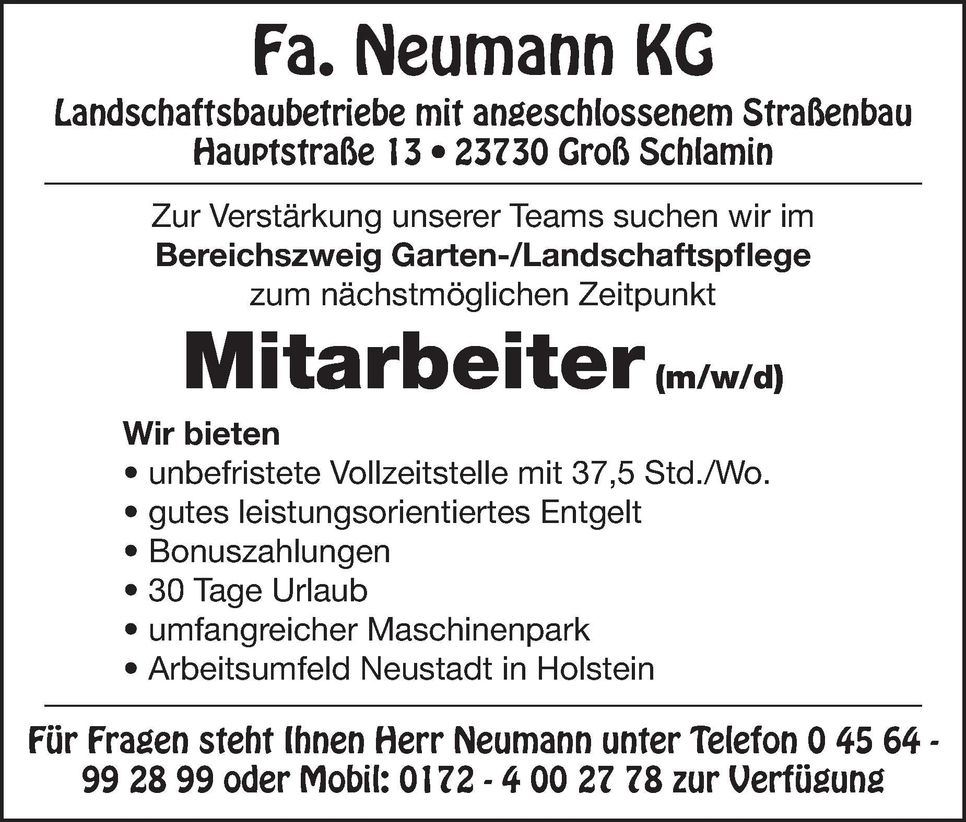 Stellenanzeige