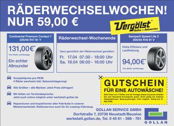 Reifenwechsel große Anzeige