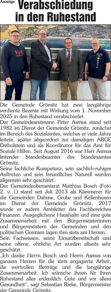 Verabschiedung Ruhestand