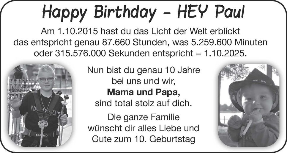 Paul 10. Geburtstag