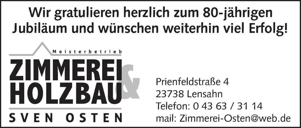 80 Jahre Tischlerei Wulf GmbH