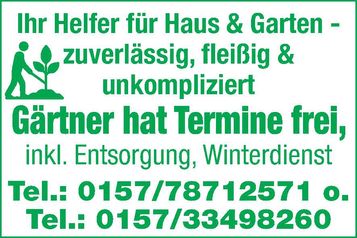 Gärtner hat noch Termine frei