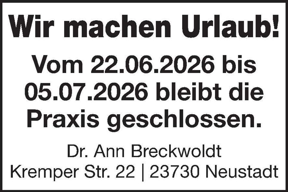 Praxisurlaub