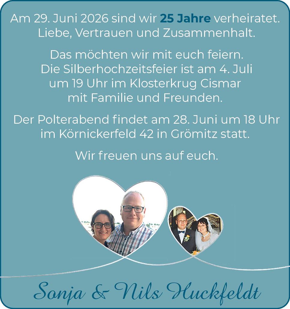 Silberhochzeit Sonja & Nils Huckfeldt