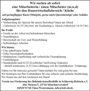 Stellenanzeige Minijob