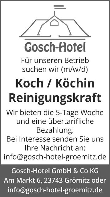 Stellenanzeige Koch/ Reinigungsk (m/w/d)