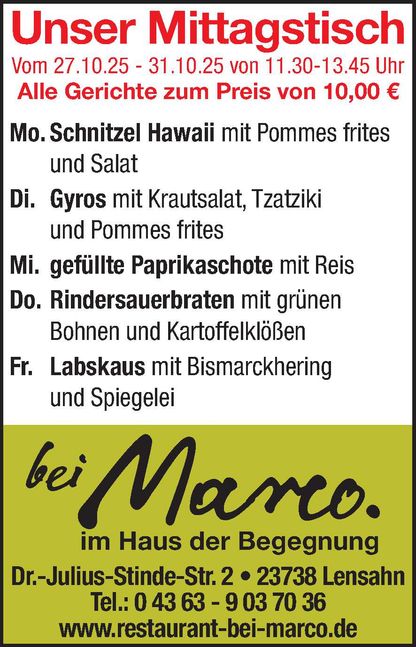 Mittagstisch 25.10.2025