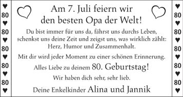 Opa 80. Geburtstag