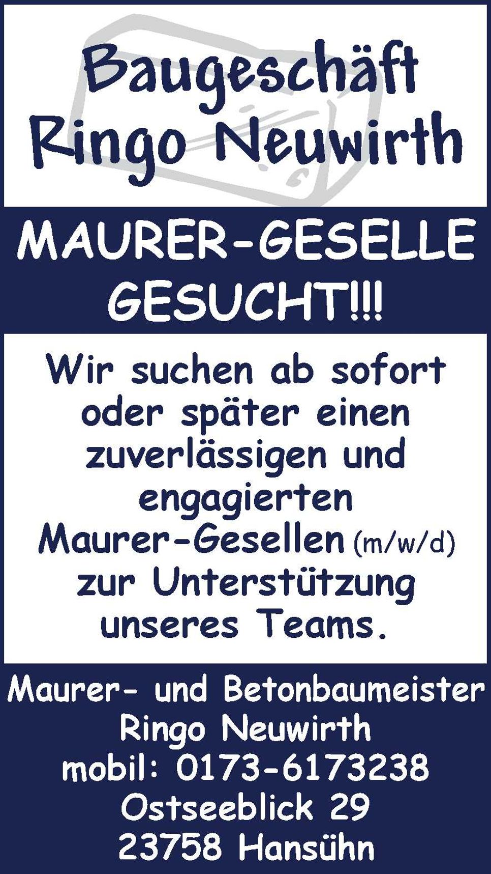 Stellenanzeige Maurer