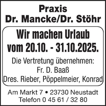 Praxisurlaub