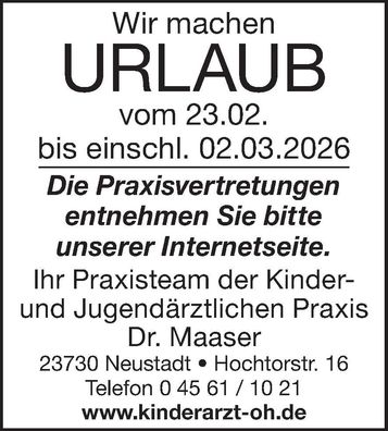 Praxisurlaub