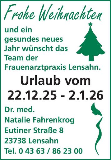 Weihnachtsgruß/Praxisurlaub