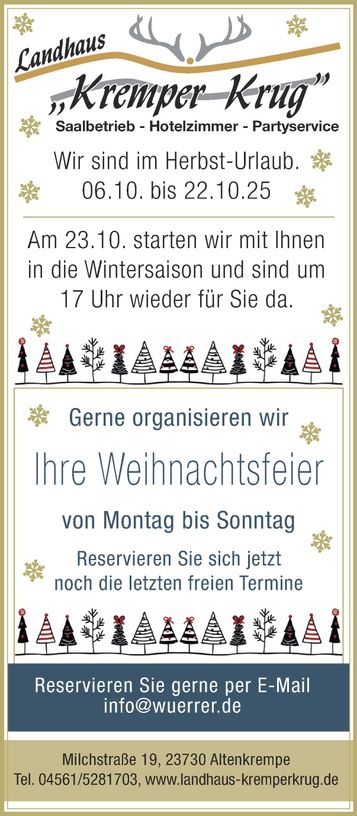 Urlaubs-Anzeige / Weihnachtsanzeige 