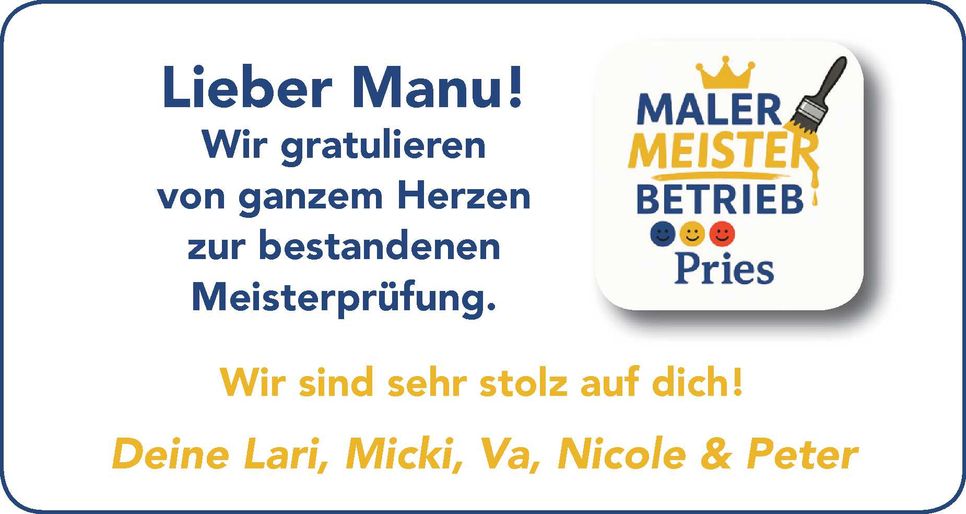 Gratulation zur Meisterprüfung