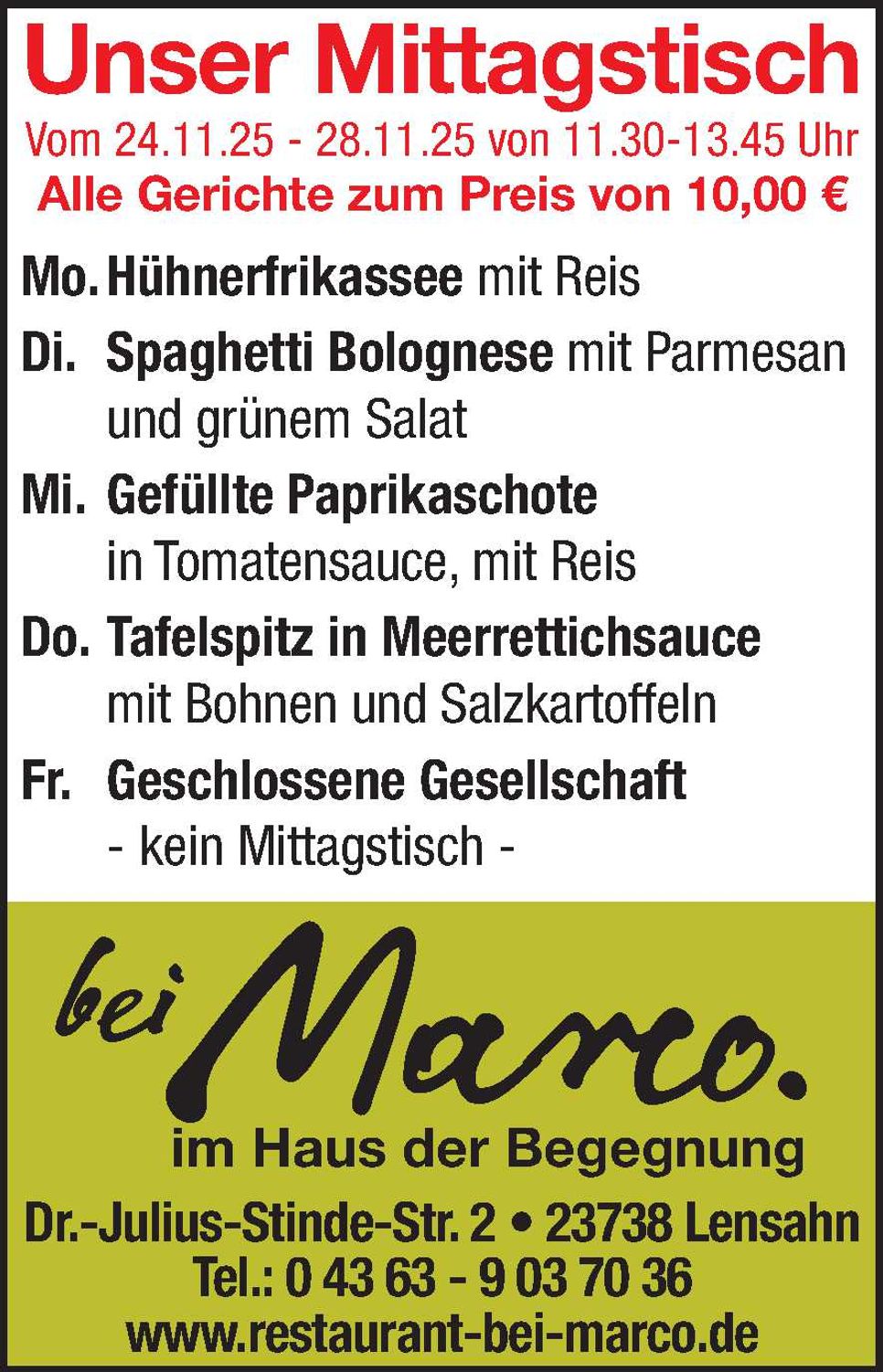Mittagstisch 22.11.2025