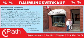 Geschäftsschließung 2026