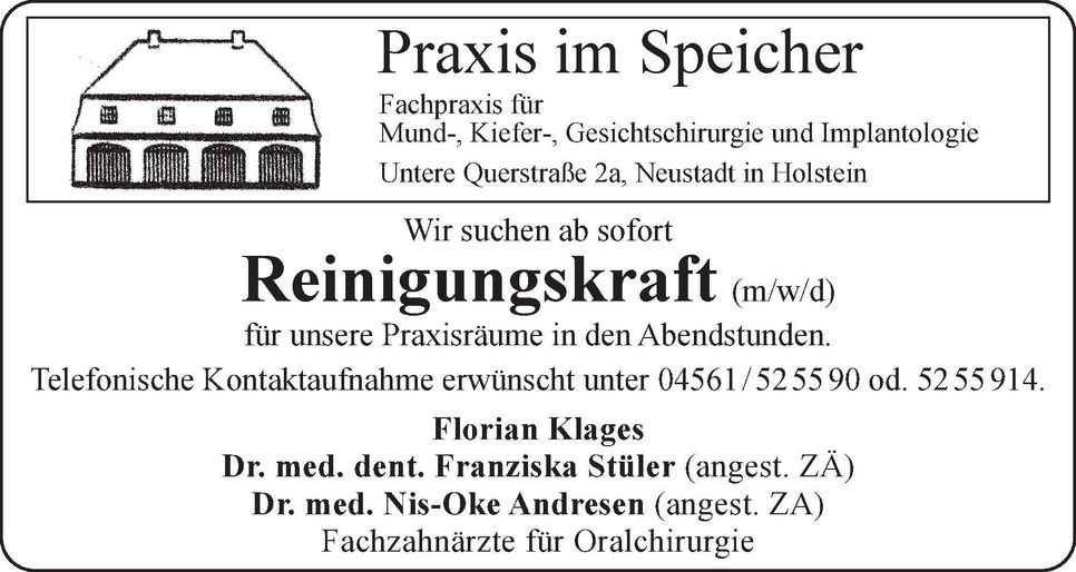 Stellenanzeige Reinigungskraft