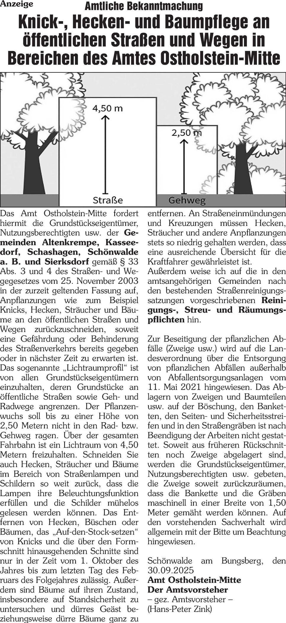 Amtliche Bekanntmachung