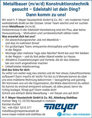 Stellenanzeige Metallbauer (m/w/d)