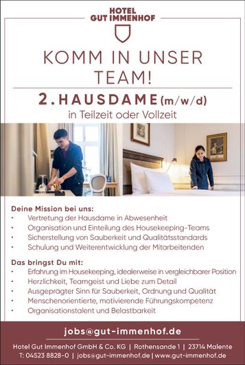 Stellenanzeige Hausdame